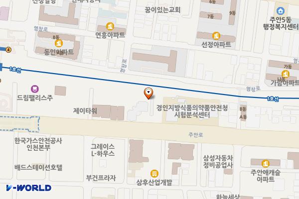 인천 농림축산검역본부 위치 지도 — 인천광역시 미추홀구 주안로 129