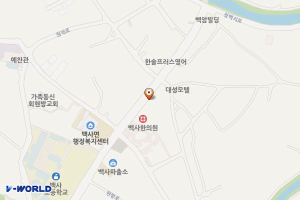 백사노상주차장(2개소)(백사면사무소 앞) 위치 지도 — 경기도 이천시 백사면 현방로 76