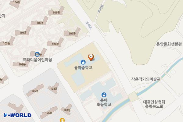 청주 용아중학교 위치 지도 — 충청북도 청주시 상당구 중고개로142번길 32-7