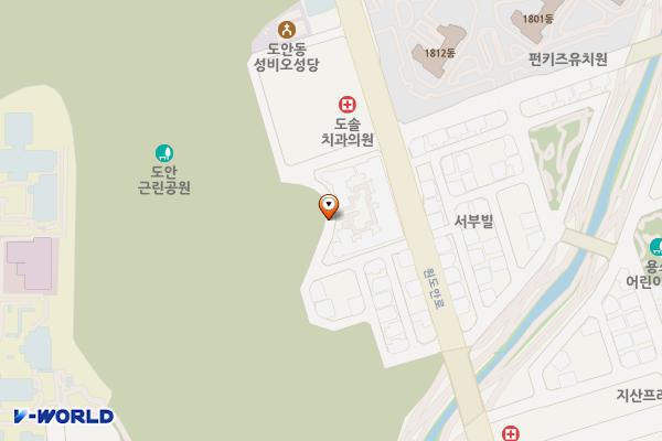 지산 리세스빌 도안 급속충전소 위치 지도 — 대전광역시 서구 원도안로25번길 8-6