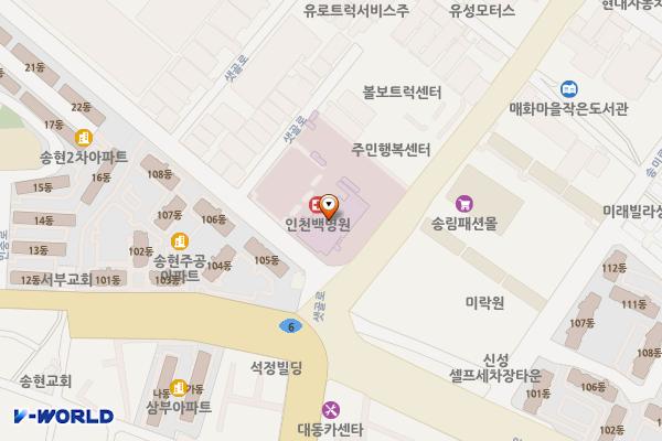 인천백병원 위치 지도 — 인천광역시 제물포구 샛골로 214