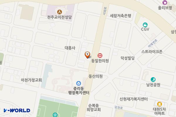 중리동주민센터앞 위치 지도 — 경기도 이천시 서희로 33