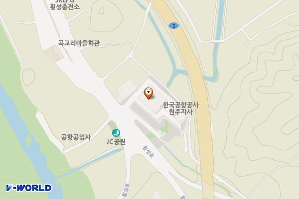워터 원주공항 위치 지도 — 강원특별자치도 횡성군 횡성읍 횡성로 38