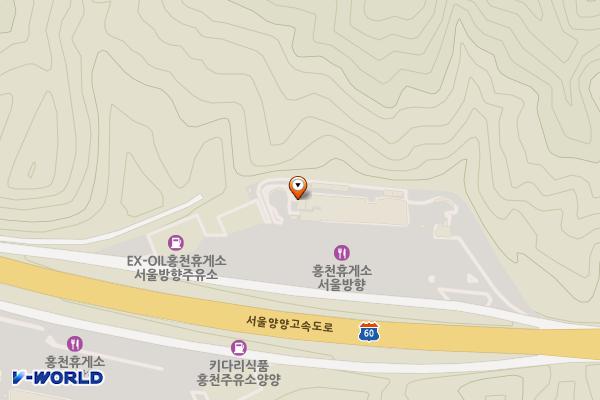 워터 홍천휴게소 서울방향 위치 지도 — 강원특별자치도 홍천군 화촌면 서울양양고속도로 83