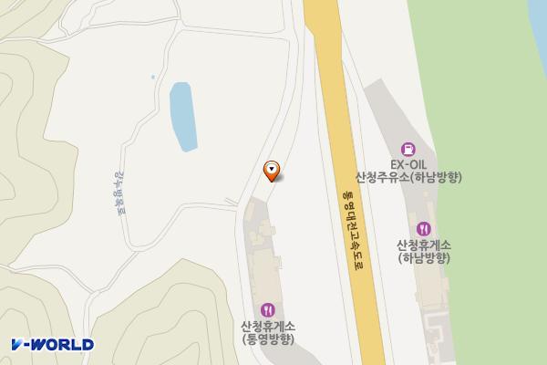 워터 산청휴게소 통영방향 위치 지도 — 경상남도 산청군 단성면 통영대전고속도로 77