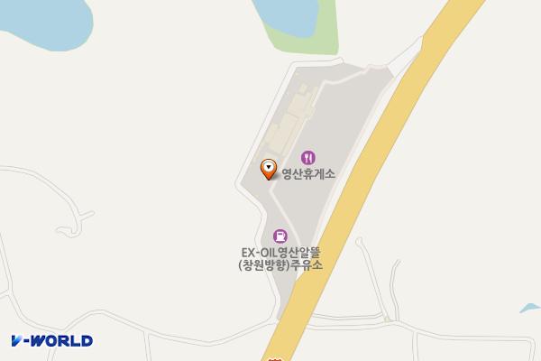 워터 영산휴게소 창원방향 위치 지도 — 경상남도 창녕군 영산면 장척호수길 56-110