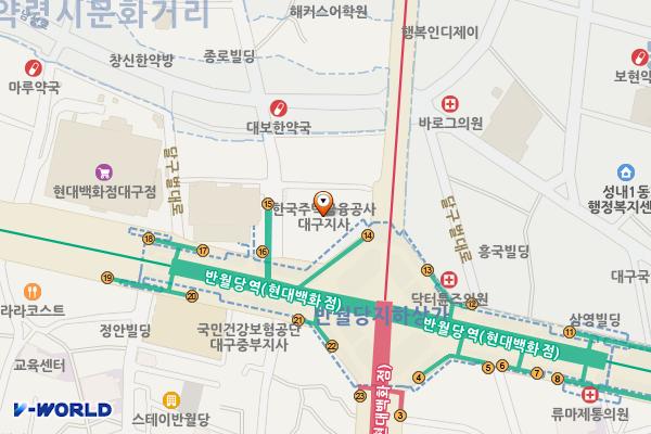 워터 대구 반월당 위치 지도 — 대구광역시 중구 달구벌대로 2095