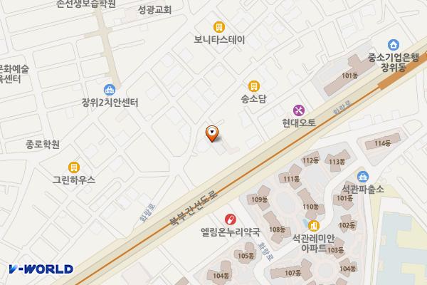 서울 성북구 벤처창업지원센터 주차장 위치 지도 — 서울 성북구 화랑로 211 (장위동, 성북벤처창업지원센터)