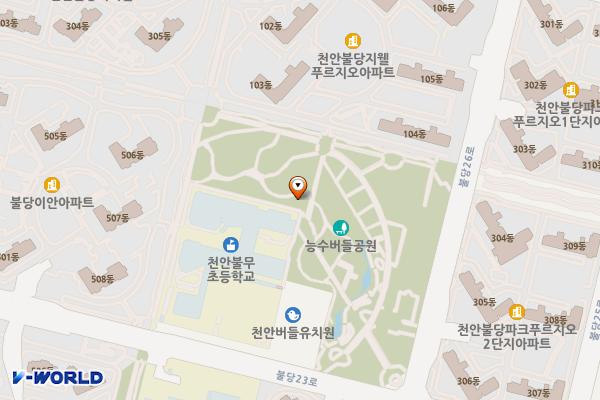 충남 천안 버들공원 공영주차장 위치 지도 — 충청남도 천안시 서북구 불당26로 119
