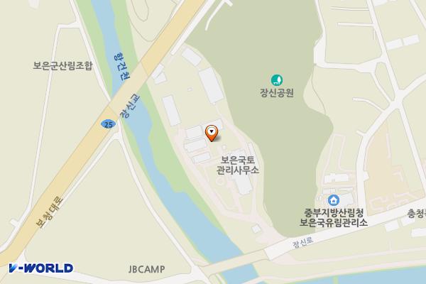 충북 보은 국토관리사무소 위치 지도 — 충북 보은군 보은읍 장신리 135-2