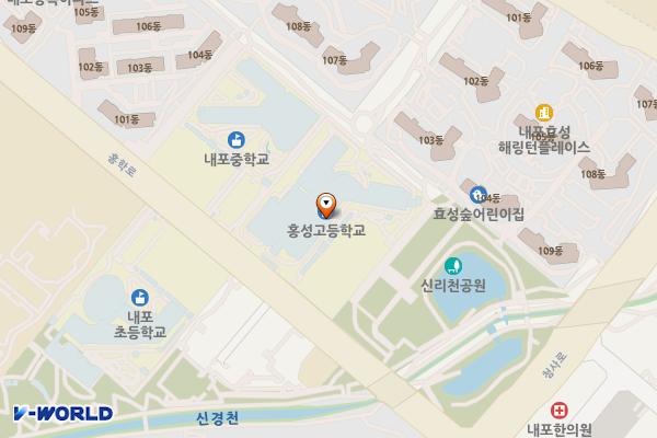 홍성고등학교 위치 지도 — 충남 홍성군 홍북읍 홍학로 49 (신경리)