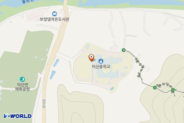 보령 미산중학교 위치 지도 — 충남 보령시 미산면 판미로 1462-7 (도화담리, 미산초중학교)