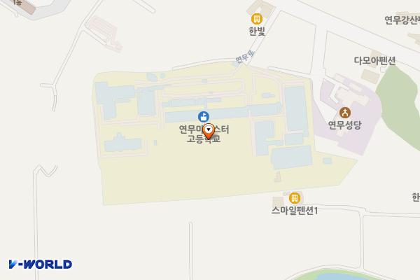 충남 논산 연무대기계공고(연무 마이스터고등학교) 위치 지도 — 충남 논산시 연무읍 연무로 268-9 (마산리, 연무대기계공고)