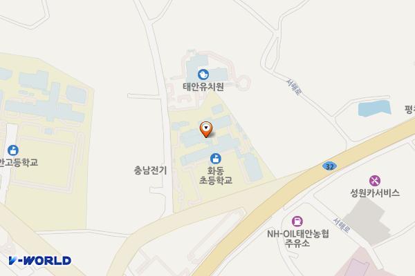태안 화동초등학교 위치 지도 — 충남 태안군 태안읍 중앙로 321 (평천리, 화동초등학교)