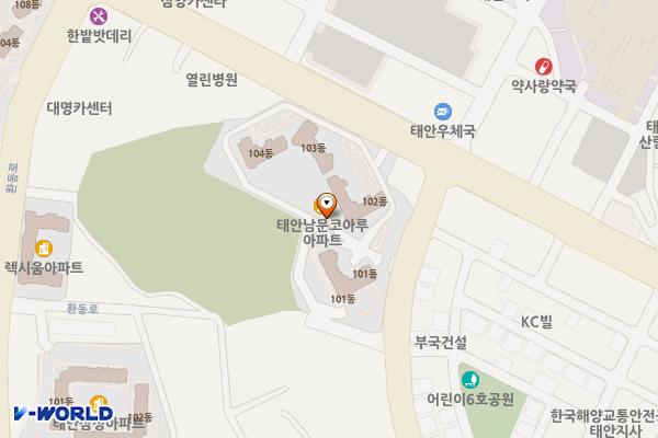 충남 태안 태안교육지원청 위치 지도 — 충남 태안군 태안읍 원이로 28 (남문리, 충청남도태안교육청)