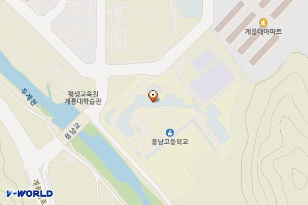 충남 계룡 용남고등학교 위치 지도 — 충남 계룡시 신도안면 신도안1길 32 (남선리, 용남고등학교)