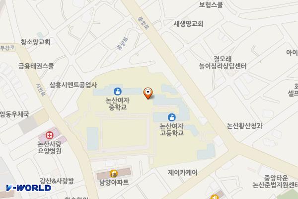 논산여자고등학교 위치 지도 — 충남 논산시 중앙로 325 (취암동, 논산여자고등학교)