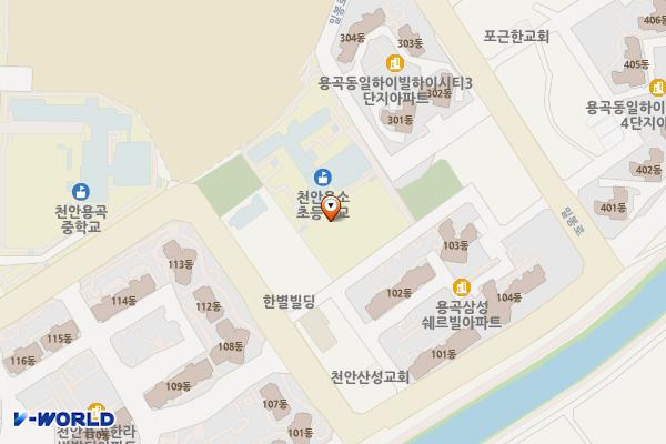 천안 용소초등학교 위치 지도 — 충남 천안시 동남구 일봉로 82-18 (용곡동, 천안용소초등학교)