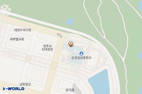 전남 순천 삼산중학교 위치 지도 — 전남광주통합특별시 순천시 해룡면 매안로 84