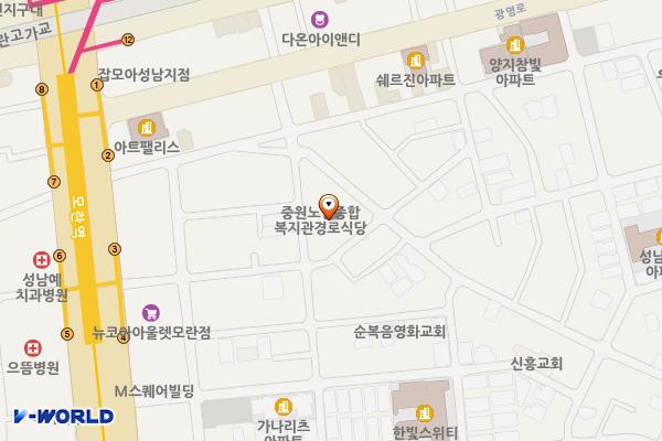 성남 중원노인종합복지관 위치 지도 — 경기 성남시 중원구 성남동 3439