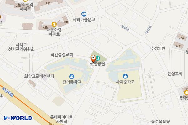 당리동 샛별공원 공영주차장 위치 지도 — 부산광역시 사하구 낙동대로356번길 55