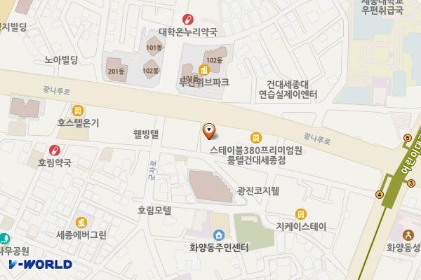 서울 광진구 화양동 트레비앙오피스텔 위치 지도 — 서울특별시 광진구 광나루로 374
