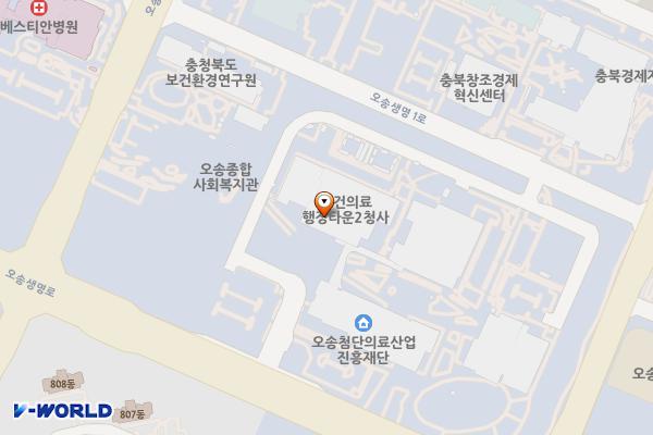 충북 청주 오송첨단의료산업진흥재단 위치 지도 — 충청북도 청주시 흥덕구 오송읍 오송생명로 123