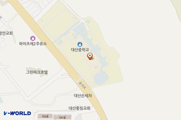 서산 대산중학교 위치 지도 — 충남 서산시 대산읍 충의로 1856 (대산리, 대산중학교)