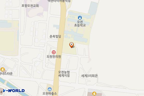 포항 시립오천도서관 위치 지도 — 경북 포항시 남구 오천읍 용덕리 263-1