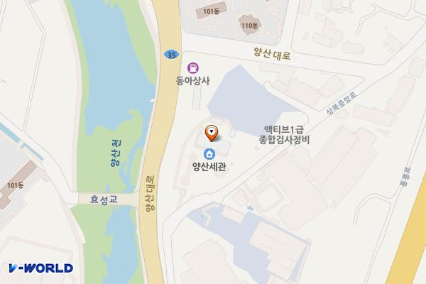 경남 양산 양산세관 위치 지도 — 경상남도 양산시 상북면 상북중앙로 23