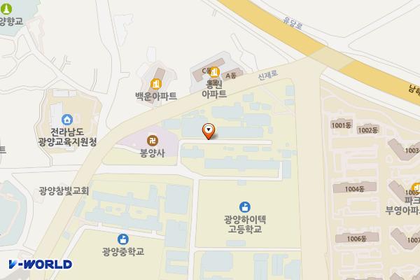 전남 광양하이텍고등학교 위치 지도 — 전남광주통합특별시 광양시 광양읍 우산리 573