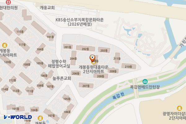 구로구 목감교 입구 주차장 위치 지도 — 서울특별시 구로구 개봉동 480-5