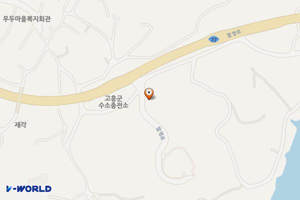 고흥 팔영대교 스마트 복합쉼터 위치 지도 — 전남광주통합특별시 고흥군 영남면 우천리 산 1-1