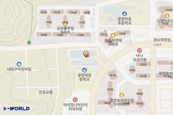 전남 광양 마동중학교 위치 지도 — 전남광주통합특별시 광양시 느지매기길 7