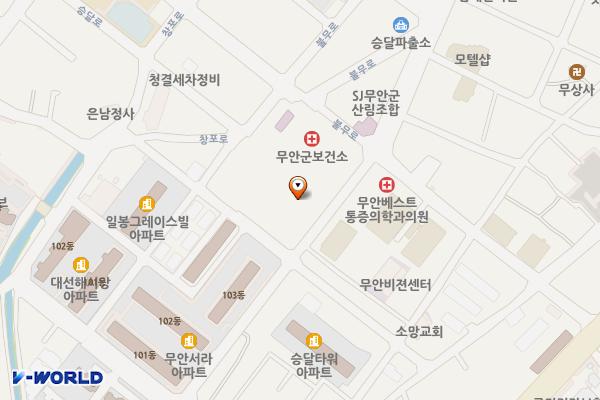 전남 무안 복합 문화센터 위치 지도 — 전남광주통합특별시 무안군 무안읍 면성1길 130