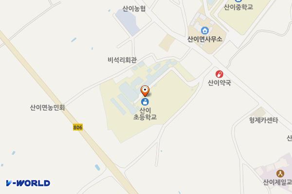 해남 산이초등학교 위치 지도 — 전남광주통합특별시 해남군 산이면 비석길 95-2