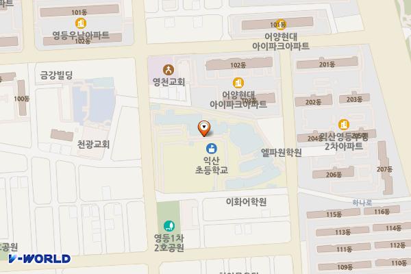 전북 익산초등학교 위치 지도 — 전북특별자치도 익산시 동서로61길 27-38