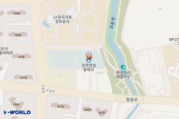 전북 전주 만성중학교 위치 지도 — 전북특별자치도 전주시 덕진구 오공로 99