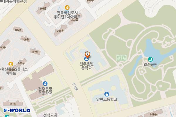 전주 온빛중학교 위치 지도 — 전북특별자치도 전주시 덕진구 틀못4길 10