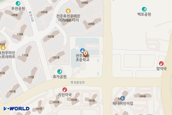 전주 효천초등학교 위치 지도 — 전북특별자치도 전주시 완산구 효천중앙로 31