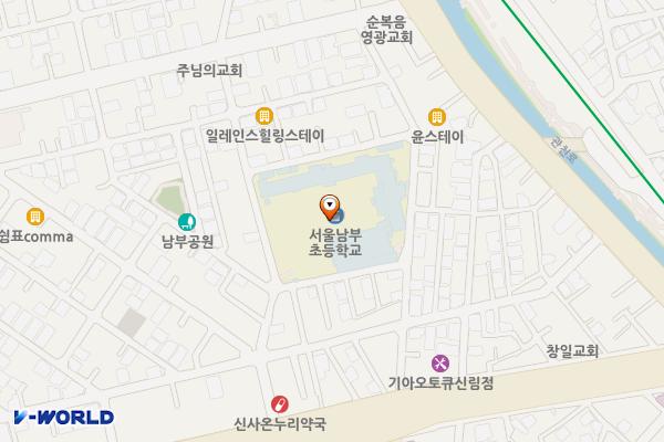 관악구 남부초등학교 공영주차장 위치 지도 — 서울특별시 관악구 남부순환로163길 14