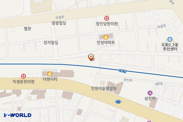 도화2,3동제4노외주차장 위치 지도 — 인천광역시 미추홀구 도화동 92-10