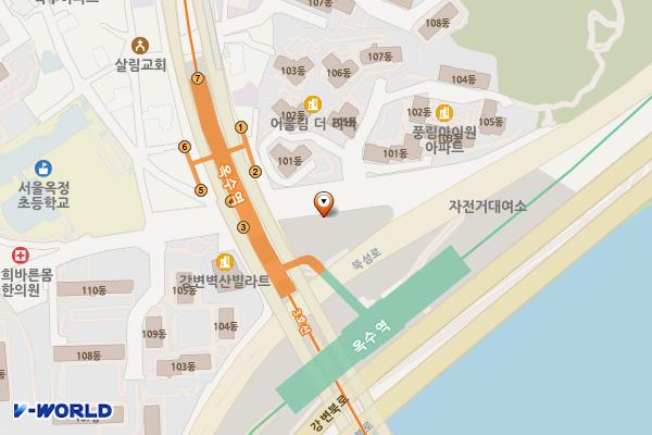 성동구 옥수유수지 공영주차장 위치 지도 — 서울특별시 성동구 옥수동 77-3