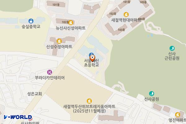 은평구 서신초교 지하 공영주차장 위치 지도 — 서울특별시 은평구 은평터널로 150 (신사동, 서신초등학교)