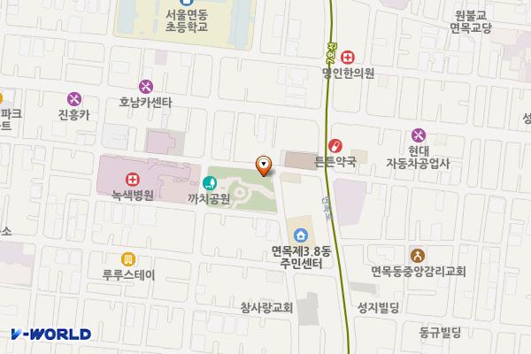 중랑구 까치공원 공영주차장 위치 지도 — 서울특별시 중랑구 사가정로49길 56