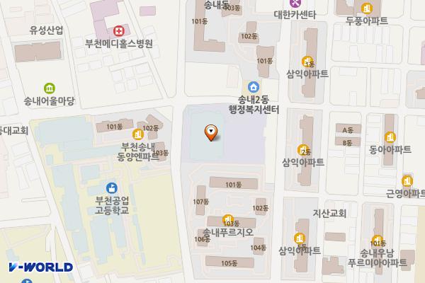 경기 부천 송내사회체육관 위치 지도 — 경기 부천시 소사구 경인로120번길 45 (송내동, 송내동 사회체육관)