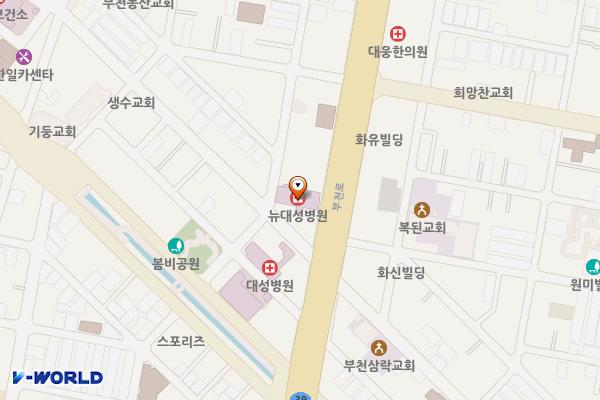 경기 부천 대성병원 옆 공영주차장 위치 지도 — 경기도 부천시 원미구 부천로 91