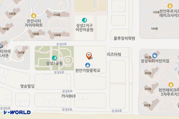 충남 천안 가람중학교 위치 지도 — 충청남도 천안시 서북구 성성6로 40