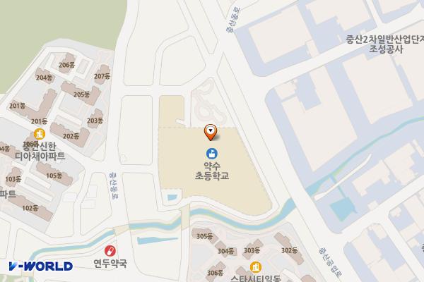 울산 북구 약수초등학교 위치 지도 — 울산광역시 북구 중산10길 1