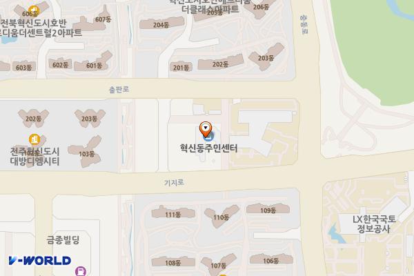 전북 전주시 혁신동주민센터 위치 지도 — 전북특별자치도 전주시 덕진구 기지로 95